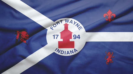 Fort Wayne of Indiana of United States flag on the fabric texture backgroundの写真素材