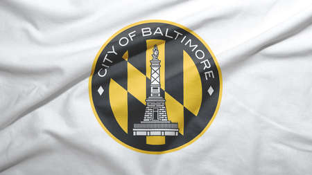 Baltimore of Maryland of United States flag on the fabric texture backgroundの写真素材