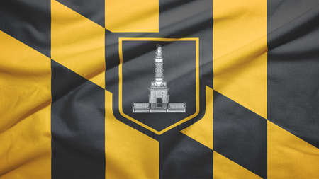 Baltimore of Maryland of United States flag on the fabric texture backgroundの素材 [FY310152884573]