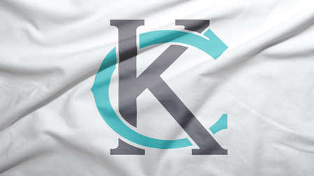 Kansas City of Missouri of United States flag on the fabric texture backgroundの写真素材