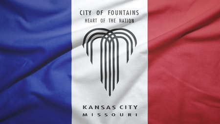Kansas City of Missouri of United States flag on the fabric texture backgroundの写真素材