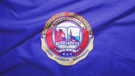 Winston-Salem of North Carolina of United States flag on the fabric texture backgroundの写真素材