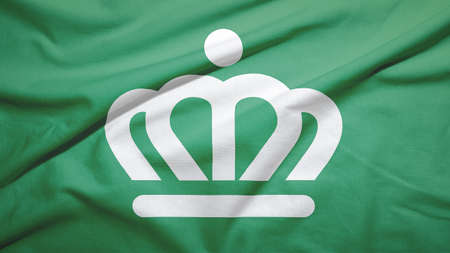 Charlotte of North Carolina of United States flag on the fabric texture backgroundの写真素材