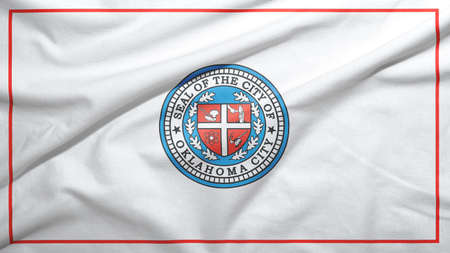 Oklahoma city of Oklahoma of United States flag on the fabric texture backgroundの写真素材