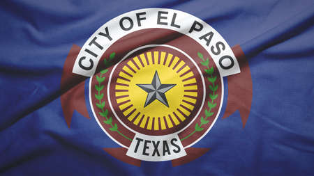El Paso of Texas of United States flag on the fabric texture background