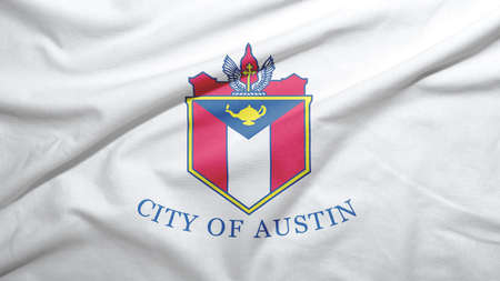Austin of Texas of United States flag on the fabric texture background