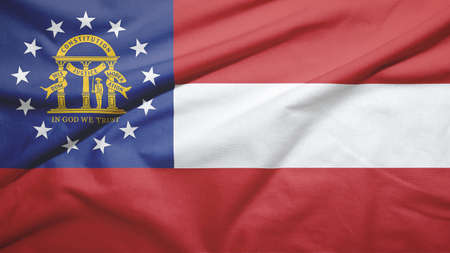 Georgia state of United States of United States flag on the fabric texture backgroundの写真素材