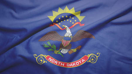 North Dakota state of United States of United States flag on the fabric texture background