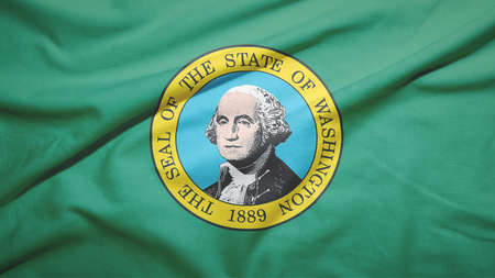 Washington state of United States of United States flag on the fabric texture background