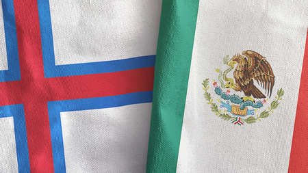 Mexico and Faroe Islands two flags textile cloth 3D renderingの写真素材