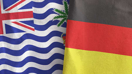 Germany and British Indian Territory two flags textile cloth 3D renderingの写真素材