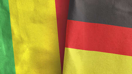 Germany and Mali two flags textile cloth 3D rendering