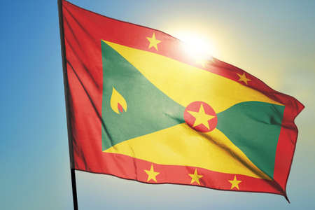 Grenada flag waving on the windの写真素材