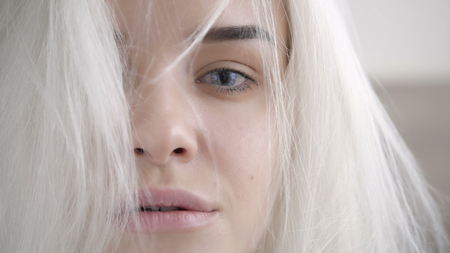 Closeup portrait of sexy blond womanの写真素材