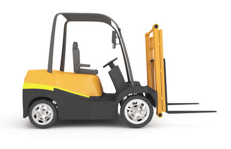 forklift on white background. 3d rendered image