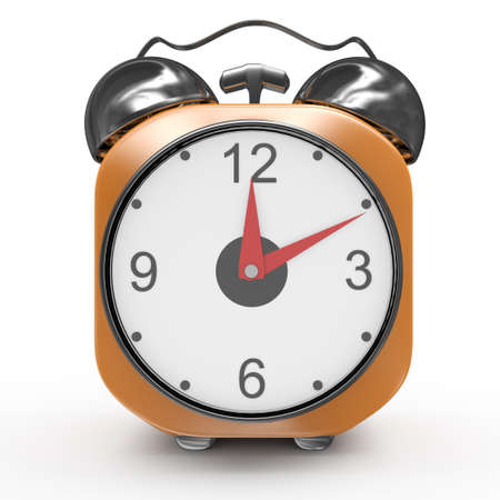 alarm clock isolated on white background. 3d rendered imageの写真素材