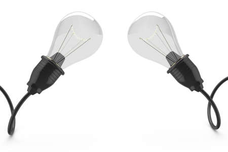 light bulbs isolated on white background  3d rendered imageの写真素材