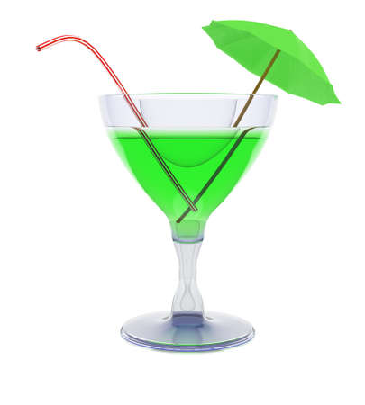 green cocktail isolated on white background  3d renderの写真素材