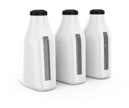 three white cans isolated on white background  3d renderの写真素材