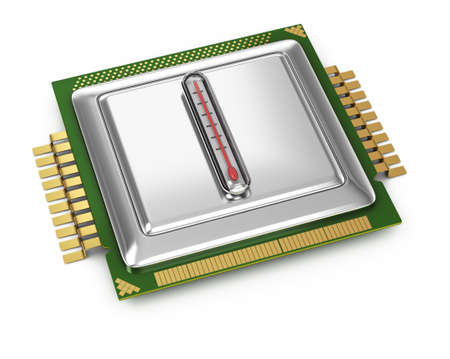 processor with termometer isolated on white background  3d render