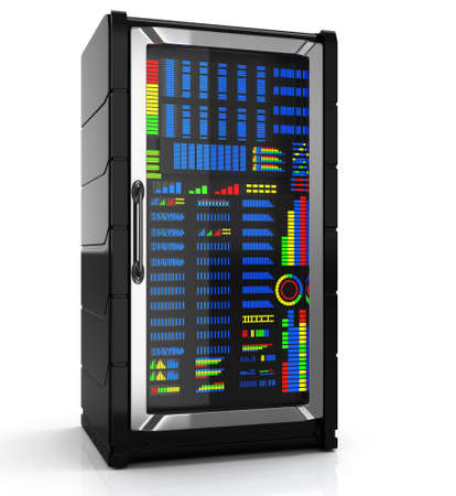 network server rack isolated on white background  3d rendered image
