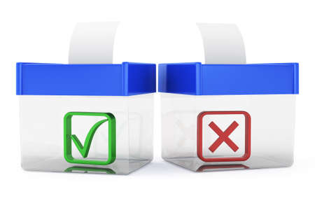 ballot boxes isolated on white background  3d rendered imageの写真素材