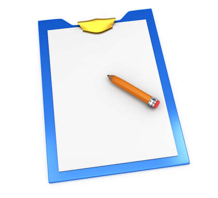clipboard and pencil isolated on white background  3d rendered imageの写真素材