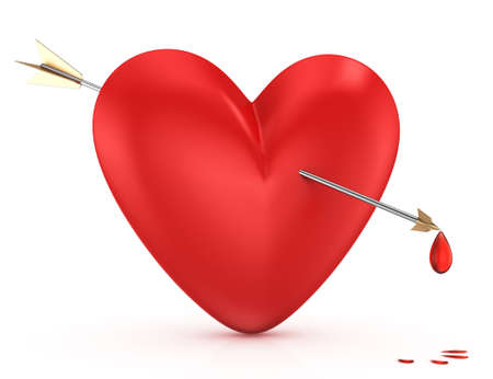 heart and arrow isolated on white background  3d valentineの写真素材