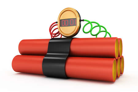  dynamite with timer isolated on white background  3d rendered image