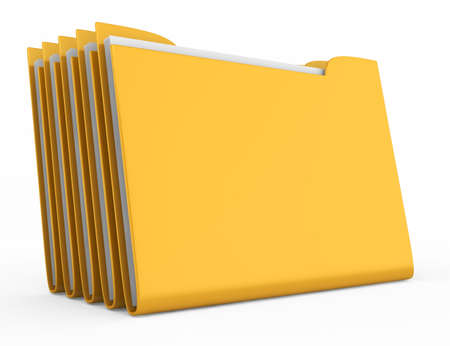stack of folders isolated on white background  3d rendered imageの写真素材
