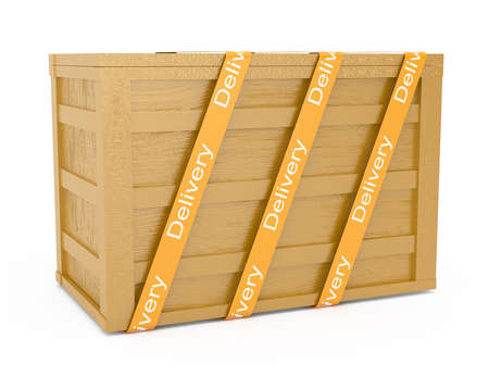 wooden box isolated on white  3d rendered imageの写真素材