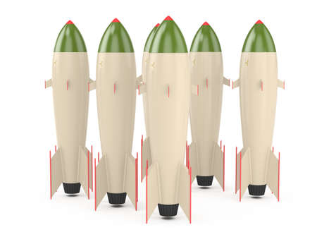 nuclear missiles isolated on white  3d rendered imageの写真素材