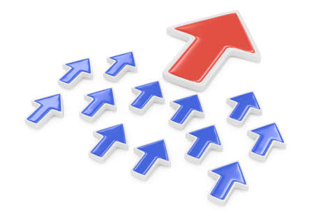 arrows isolated on white  3d rendered image  leadership conceptの写真素材
