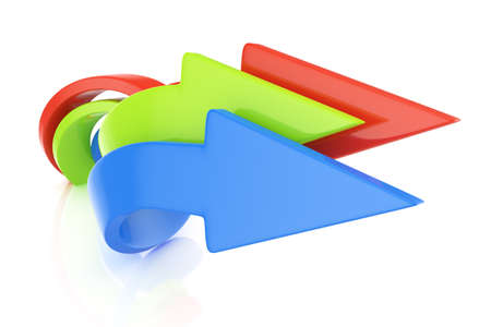 rgb arrows isolated on white  3d competition conceptの写真素材