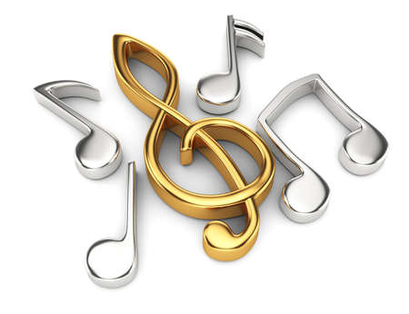music notes isolated on white  3d rendered imageの写真素材
