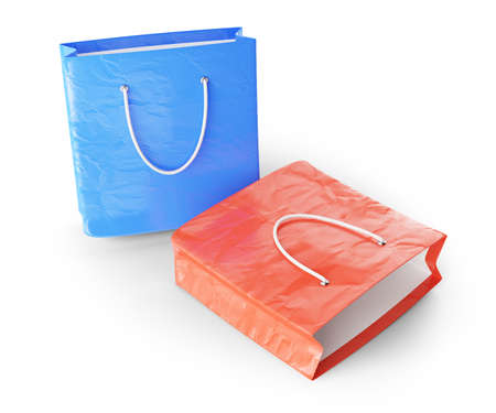 two shopping bags isolated on white background  3d rendered image