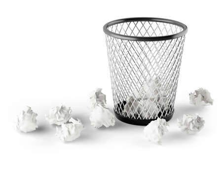 wastepaper basket isolated on white background  3d rendered imageの写真素材