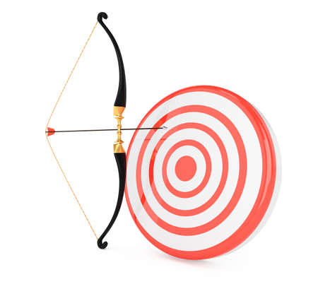 bow and target isolated on white background. 3d render