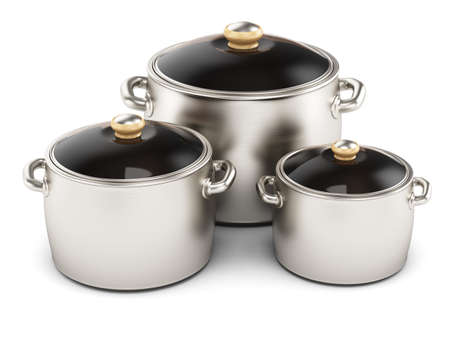 pots isolated on white background  3d render