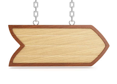 wooden signboard on white background の写真素材