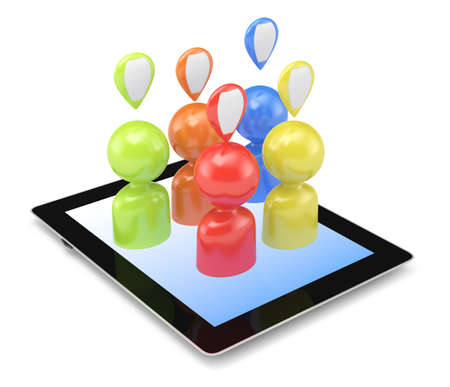 tablet with social network symbols on screen 