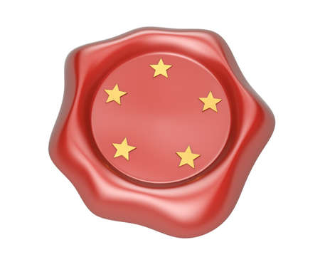 Wax seal with gold stars isolated on white background  3d renderの写真素材