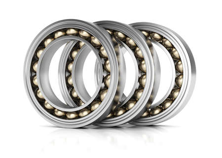 Ball bearings isolated on white background  3d rendering illustrationの写真素材