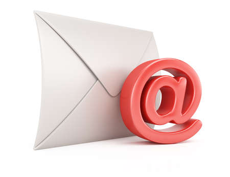 Envelope and email symbol isolated on white background  3d rendering illustration