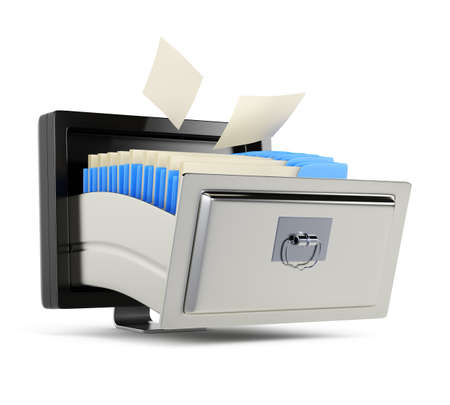 File storage concept isolated on white background  3d rendering imageの写真素材