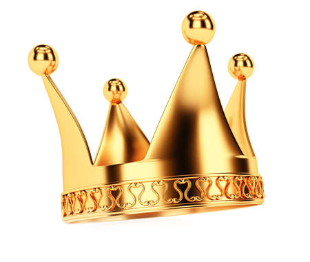 Golden crown isolated on white background. 3d rendering image