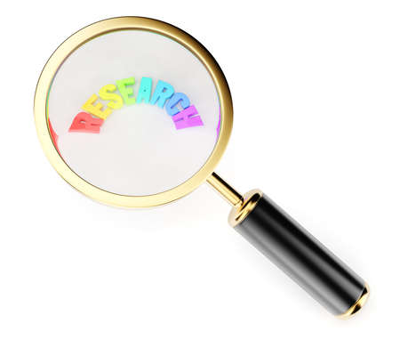 Research concept isolated on white background. 3d rendering imageの写真素材