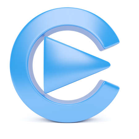 Play icon isolated on white background. 3d rendering imageの写真素材