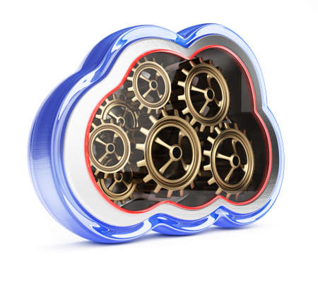 Cloud computing symbol isolated on white background. 3d renderの写真素材