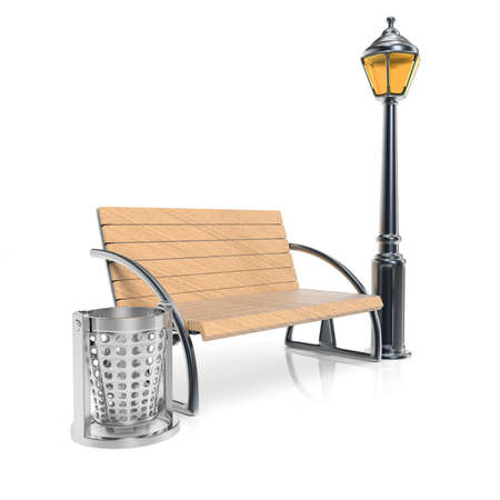 Bench isolated on white background. 3d renderの写真素材